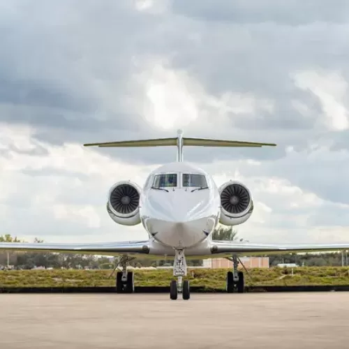 Front view of a wonderful Gulsftream IVSP available for book with an empty leg flight