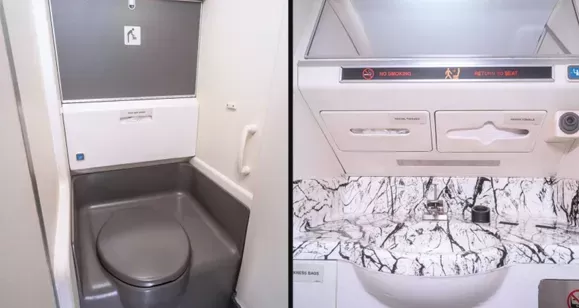 View of the lavatory area of this functional aircraft 