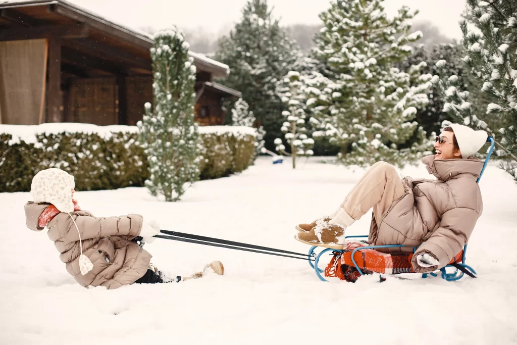 Family enjoying their ski season