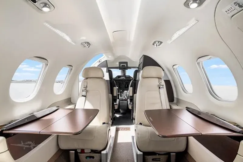 Private Jet Interior Layout with Light Upholstery