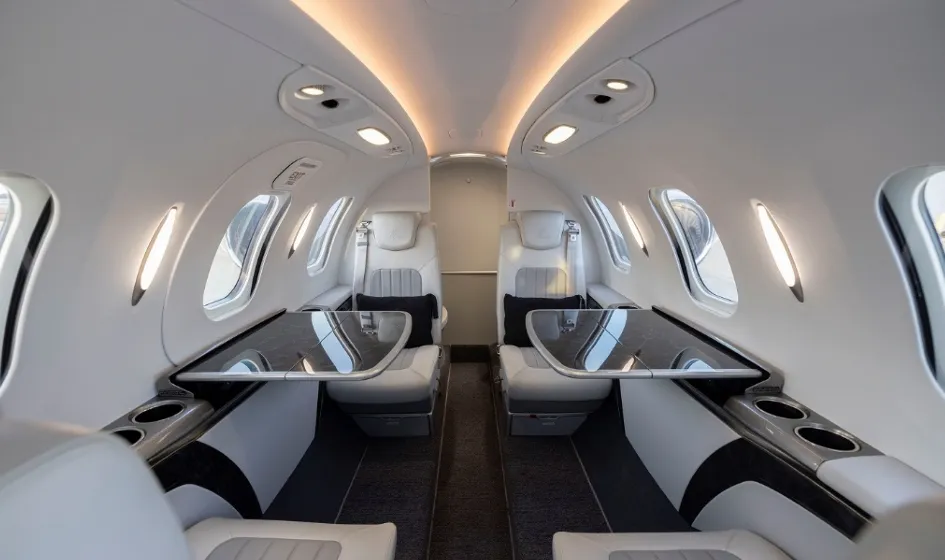 Private aircraft interior design highlighting luxury and comfort details