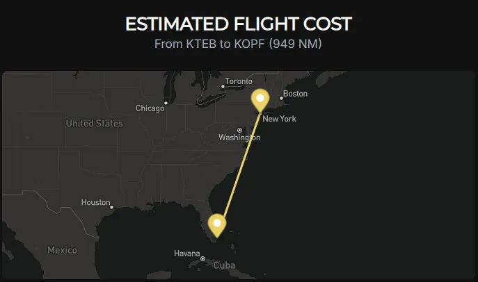 Estimated Flight Cost from KTEB to KOPF