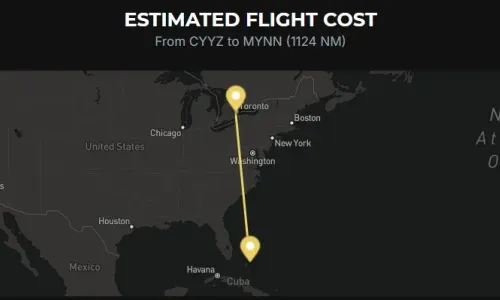 Estimated Charter Cost Tool: Toronto-Bahamas