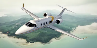 Beautiful learjet 75 crossing the skies