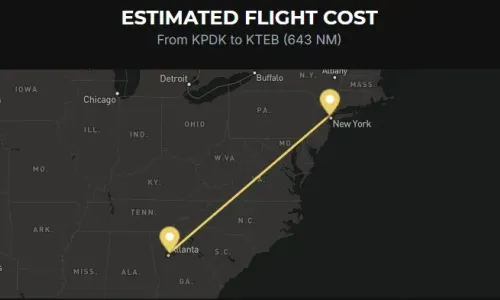 Private flight from Atlanta to New York